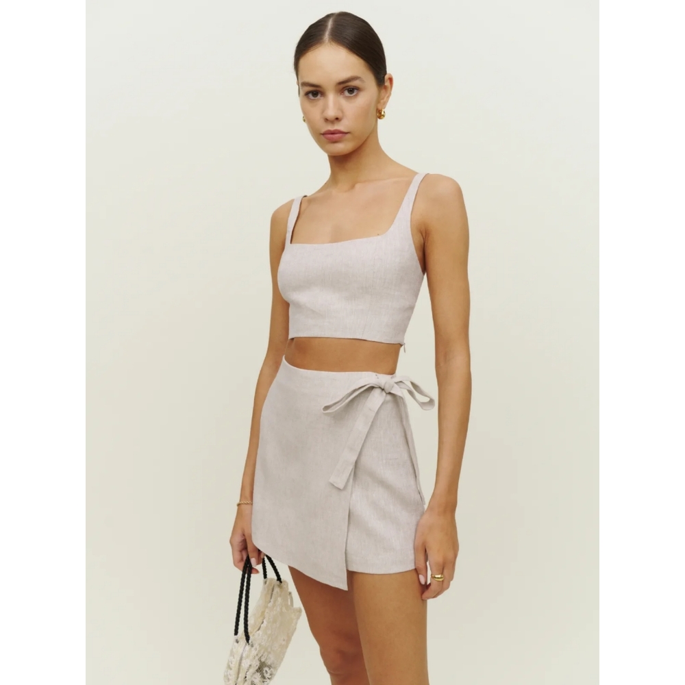 Reformation France Linen Two Piece in Oatmeal Size 2